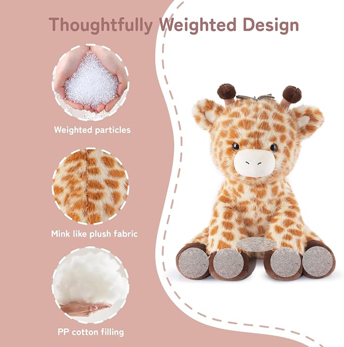 Niuniu Daddy 14" | 3.5 Pound Giraffe Weighted Stuffed Animal for Kids Adults, Calming Body Pillow for Sleeping, Sensory Sitting Lap Pad Toy Huggable Gift for Christmas Birthday