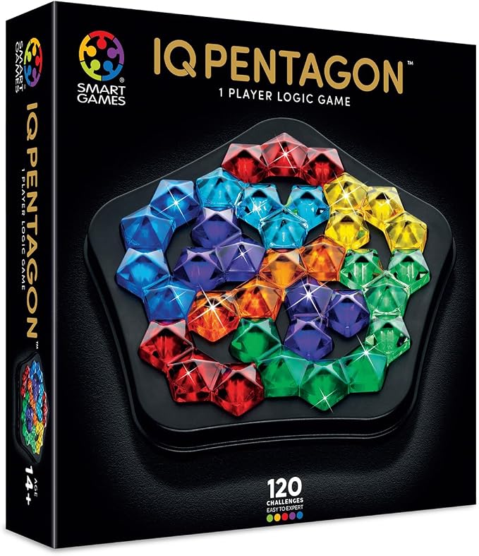 SmartGames IQ Deluxe: Pentagon - the New IQ Series from Featuring 120 Challenges in a Deluxe Travel Case for Ages 14 - Adult