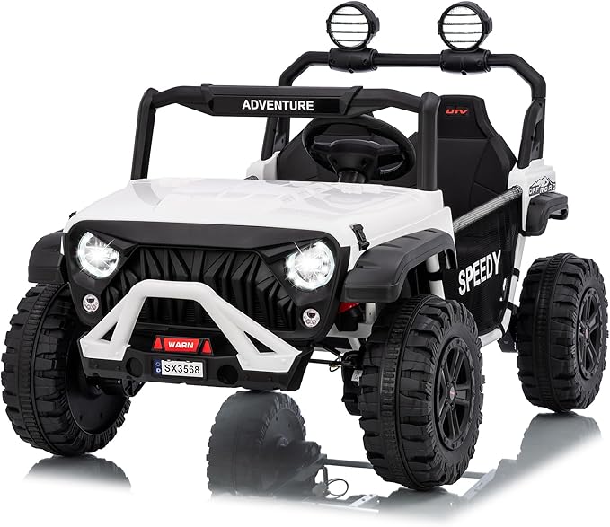 Garvee 24V Kids Electric Ride On Car with 4 x 45W Powerful Motors, Parent Remote Control & Manual Driving, Safety Speed 3-5 MPH, MP3 Player, Smooth Start, for Ages 3-8, White