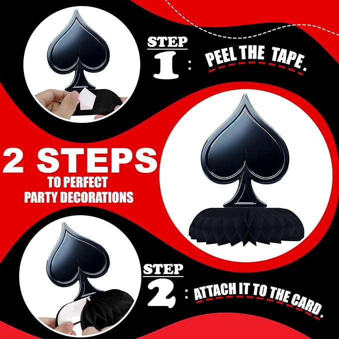 12 Pack Casino Table Decorations - Casino Party Decorations for Adults' Birthday and Themed Events - Casino Table Toppers