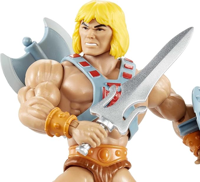 Masters of the Universe Origins Action Figure He-Man 5.5 Inch 1980s Motu TV Hero Toy, Detailed Design with Harness, Sword, Axe & Shield