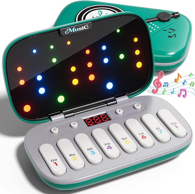 Piano for Kids, Kids Keyboard Piano Toy Music Rhythm Machine, 7 Modes Electronic Piano Toy with Glowing Piano Keys, Travel Toys Birthday Musical Learning Gift for 3 4 5 6 7 Year Old Toddler Girls Boys