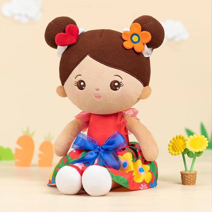 OUOZZZ 12.6" Soft Baby Doll - Toys for 1 Year Old Girl, Hispanic Baby Doll Ideal Birthday Baby Girl Gift, Snuggle Buddy for Infants Brown Skin