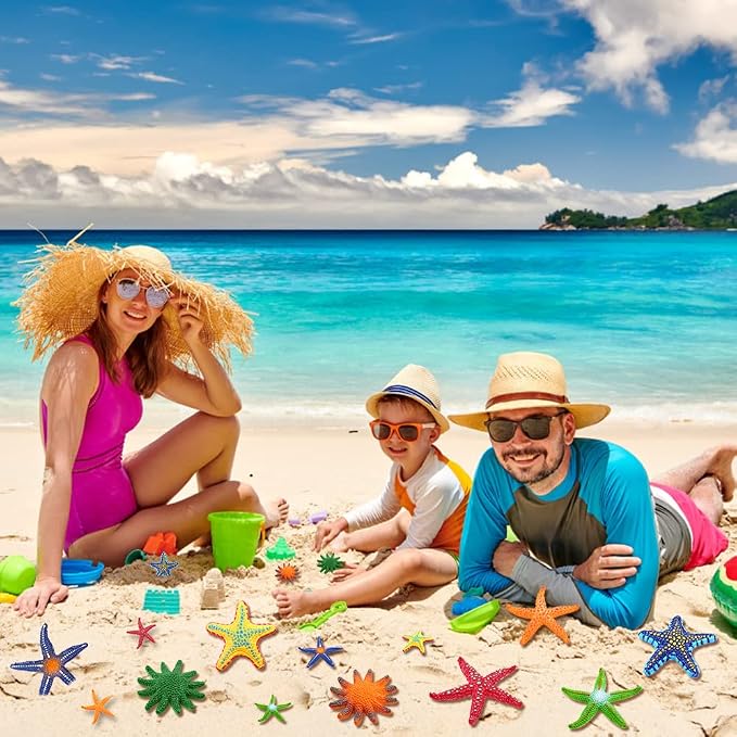 YUJUN 16 Pieces Big Diving Pool Toys, Beach Colorful Starfish Summer Swimming Underwater Pool Toys Soft Rubber Dive Throw for Kids Birthday Swimming Pool Party Favors Fish Tank Stuffer (2 Sizes)