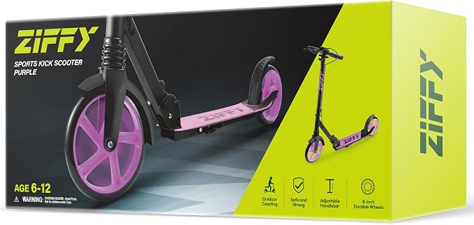 JOVA ZIFFY Scooter for Kids with Hand Brake, Foldable Kick Scooter for Ages 6-12, Lightweight Scooter for Boys with 4 Adjustable Heights, ABEC9 Bearings, Supports Up to 220 lbs
