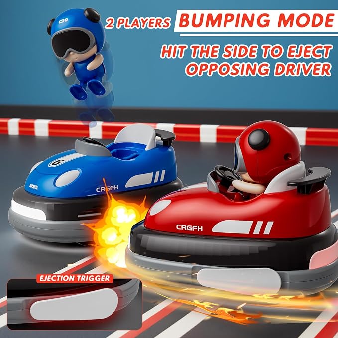 2-Player Battle 2-5 rc Car Toddler Boys Independence Day | Cartoon Remote Control Bumper Cars with Light & Sound – Racing Set (Drift + Collision Modes) | 360° Spinning | Rechargeable Kids’ Race Cars