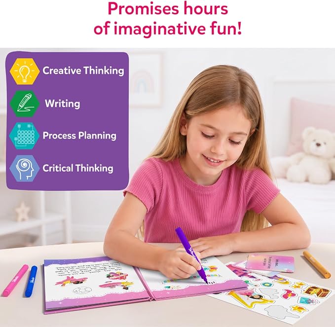 Skillmatics Storybook Art Kit - Create Fairytale Stories, DIY Craft & Writing Kit with 300+ Stickers, Scrapbooking & Journal Activity, Screen-Free Fun, Gifts for Kids Ages 5, 6, 7, 8, 9, 10