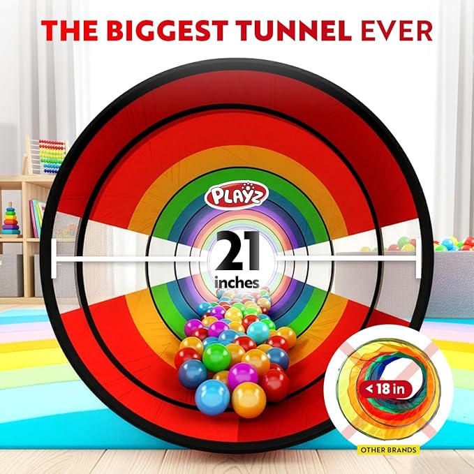 Extra-Large Play Tunnel for Toddlers 1-3 Years – Pop-Up Baby Crawl Tube, Sensory Activity, Indoor & Outdoor Kids Toy, Collapsible for Easy Storage