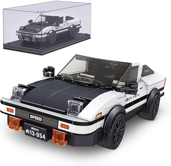 Mould King AE86 Initial D Toy Car Building Blocks Sets with Acrylic Display Case, Collectible Model 27013, Cool Simulation Cockpit Speed Racing Car for Fans and Kids 8+ (399 Pieces)
