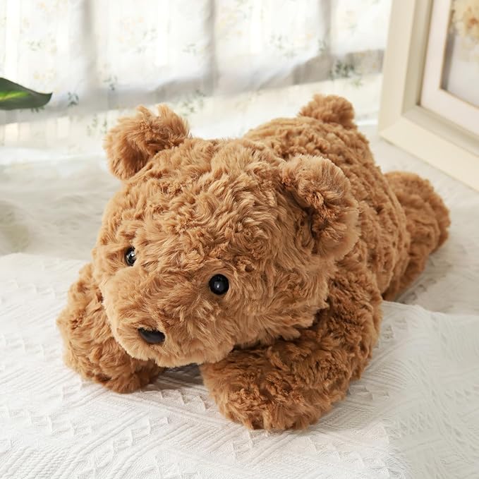 Weighted Teddy Bear Stuffed Anima 20.5" 2Lbs, Sturdy and Fluffy Brown Bear Plush Toy for Kids Cuddle, Cute Plushy Hugging Toy for Kids Adults (20.5"x7.9"x5.9")