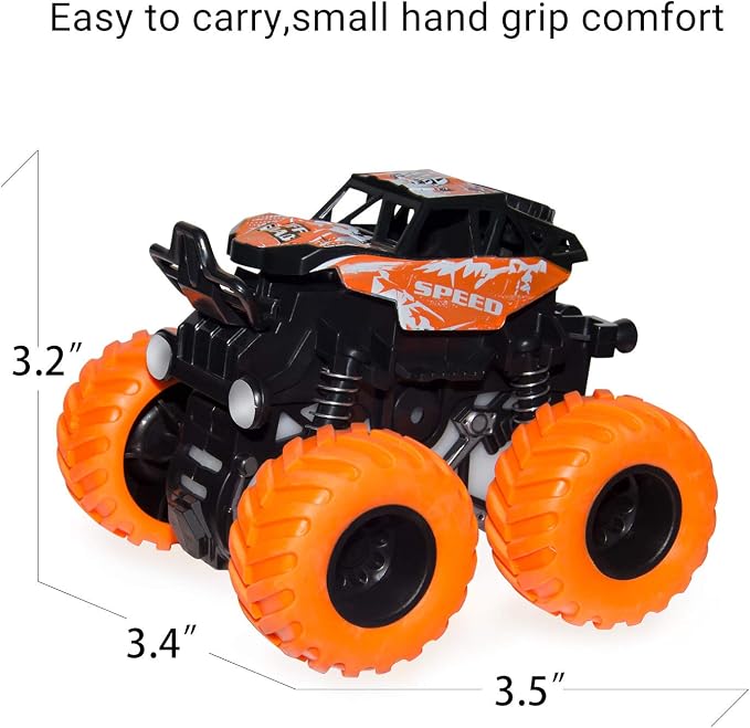 LONANDY Monster Truck Toys for Boys Age 4-7 - Friction Powered Car Toys for Kids Toddlers 3 4 5 6 Years, Push and Go Toy Cars Best Christmas Birthday Party Gift for Boys Girls 4 Pack