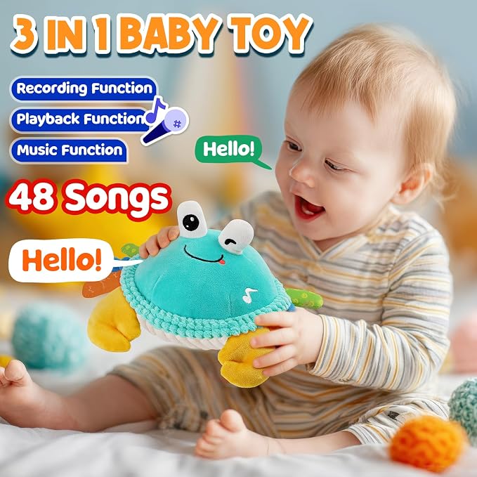 Baby Toys for 12 18 Months - Musical Crawling Dancing Bouncing Learning Crab Plush Toy - Infant Tummy Time Sensory Toys for Toddlers 1-3 Year Old Boys & Girls Easter Christmas Birthday Gifts