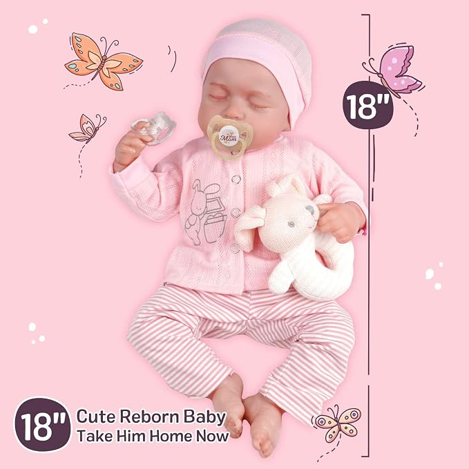 JIZHI Lifelike Reborn Baby Dolls - 18 Inch Realistic-Newborn Baby Dolls Girl Handmade Real Life Baby Dolls with Clothes for Kids Age 3+