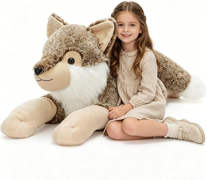 BENINY 30 Inch Giant Wolf Stuffed Animal, Big Soft Wolf Plush Toy, Fluffy Stuffed Wolf Pillow Plushie for Kids, Boys, Girls, Birthday
