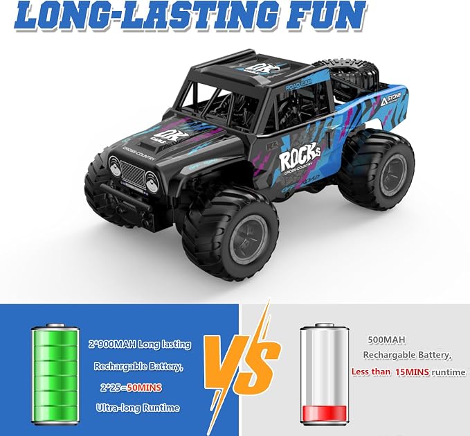 KB KAIBO Q191 1:16 Amphibious Remote Control Car - Waterproof All Terrain RC Monster Truck for Kids, 50+ Min Play with 2 Batteries, 2.4Ghz 4WD Off-Road Toy for Boys Girls 6-12+ (Gift Idea)-Blue