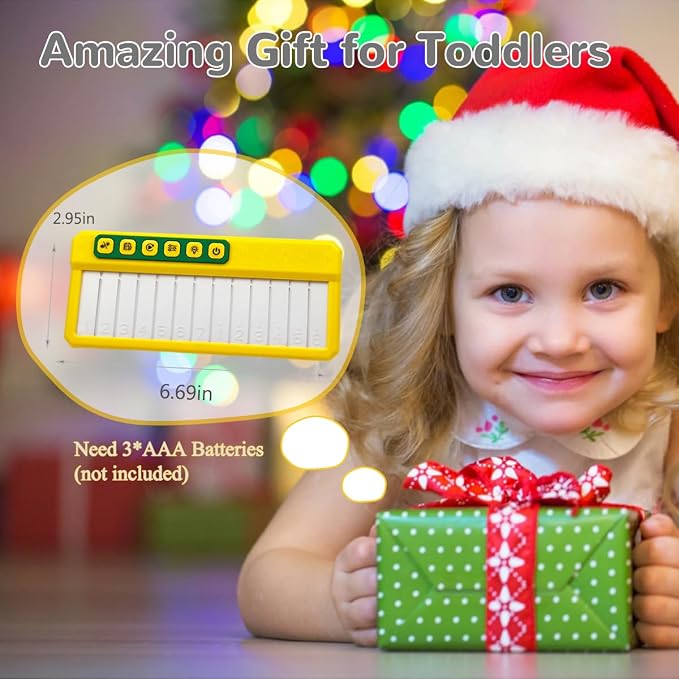 Toddlers Piano Toy with Rainbow Lights, Portable Travel Piano Keyboard Musical Instrument Learning Toys, Music Interactive Birthday Gift for 3 4 5 Year Old (Yellow)