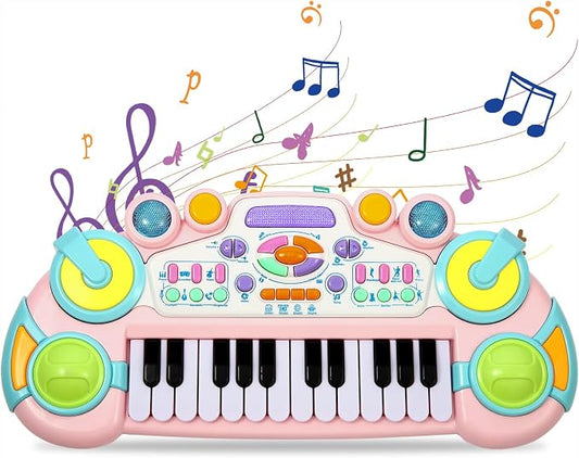 Toddler Piano Keyboard Toy for 1 2 3 4 Year Old Boys Girls, 24-Key Kids Piano Keyboard with Record & Playback, Tones, Rhythms & Drum Sounds, Baby Musical Toy Birthday