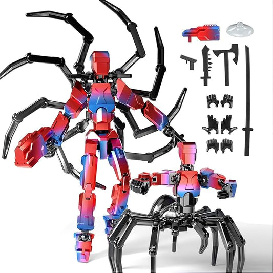 T-Spider13 Action Figure Set -Titan 13 Action Figure with Sucker Spider 13 Collectible 3D Printed Toys Highly Detailed Action Figures for Collectors and Fans （Assembly Required）- Red