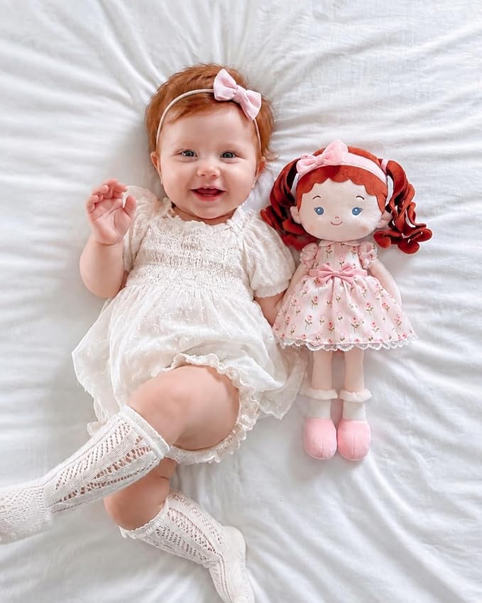 LeyaDoll Soft Baby Doll Toys (16''), My First Baby Rag Doll for 1 Year-Old Girl Birthday Gift, Christmas Plush Toys Gift for Toddler Kids Infants -Princess Maeve
