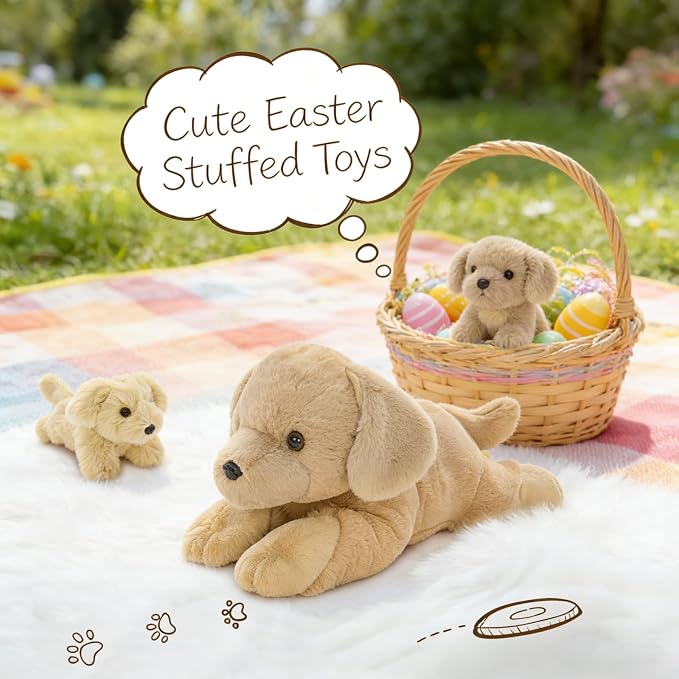 MorisMos Golden Retriever Stuffed Animals with Babies Inside,18'' Mommy Puppy Surprise with Baby Dog Toys for Kid Girl Boy,Realistic Golden Retriever Dog Stuffed Animals for Baby Shower Birthday Gift