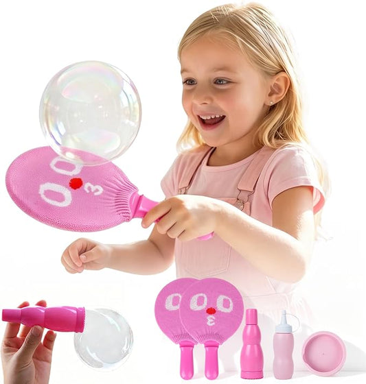 Racket Bubbles for Kids, Bubble Ball Racket Interactive Toy for Kids, Outdoor Party, Beach, Summer （Without Electric Bubble Machine）
