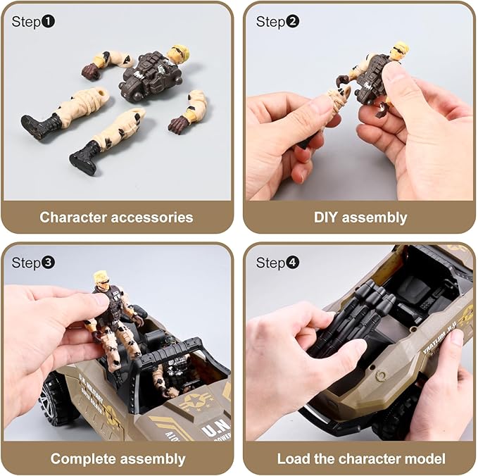56-in-1 Army Men Toys for Boys 4-7 6-8 8-12, Military Truck/Helicopter/Kayak Boat/Motorcycle/Army Men Action Figures/Weapon Gears, Army Toys for Boys Kids Birthday Gifts Party Favors