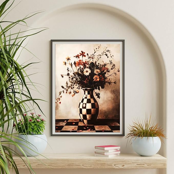 Paint by Numbers for Adults and Kids Beginner, Vintage Floral Dark Painting by Number Kits On Canvas, Number Artist Paint by Number Kit Oil Painting Acrylic Paints, Home Wall Decor Gift 12X16 in