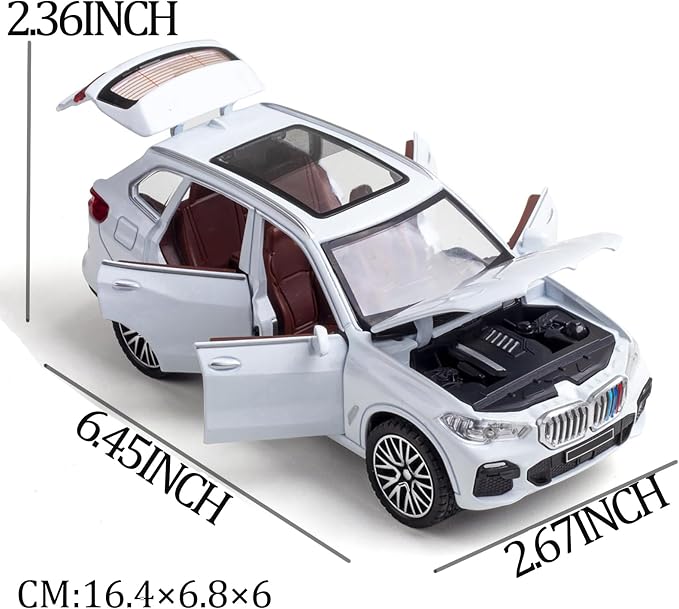 Toy Cars 1/32 Metal Model Car Toys with Light and Sound Pull Back Collectible Model for Children Age 3 + Year Old Festival Gift(White)