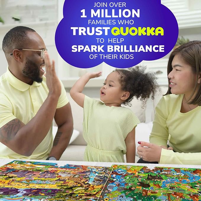 QUOKKA 100 Piece Puzzles for Kids Ages 6-8 – Intricately Illustrated Forest Animals Puzzle for Kids Ages 8-10 – Educational Busyland Game Packed with Visual Details for Boys and Girls
