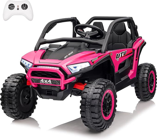 24V Ride on Car, 2 Seater XL 4X4 Off-Road UTV w/RMP2000W Powerful Motors, Remote Control, Bluetooth Music, LED Lights, 24 Volt Ride on Toys for Big Kids, R-Red