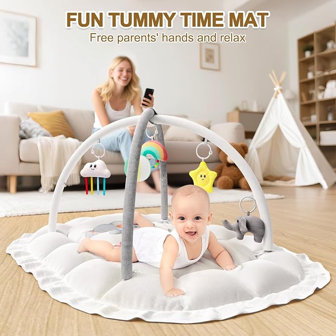 OCATO Baby Play Mat Gym: Baby Play Gym Mat Thick Large Baby Activity Center from Baby to Toddler Skills Development Baby Essentials Baby Shower Gifts Boy Girl for Babies 0-6-12 Months