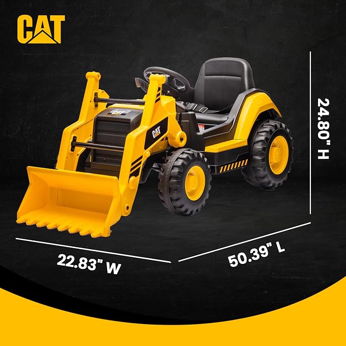 Kid Trax Kids Ride On Toys - 12V CAT Construction Toys for Boys w/Front Loader, Bulldozer, Excavator, Tractor Toy Truck, 2.5-5 mph, Indoor/Outdoor Play, Durable Ride On Car for Kids 3-6, Up to 66lbs