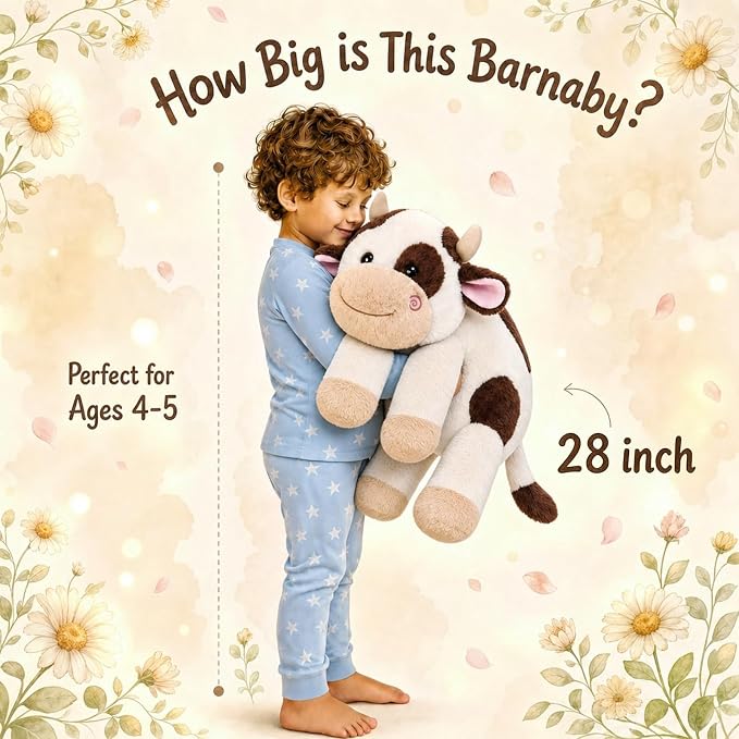 gnomantic Cow Weighted Stuffed Animals - 28 Inch 5 Pounds Weighted Plushies Cow Stuffed Animals - Big Plush Pillow - Cute Plush Toys Gifts for Kids & Adults (28" 5.0 lbs Brown)