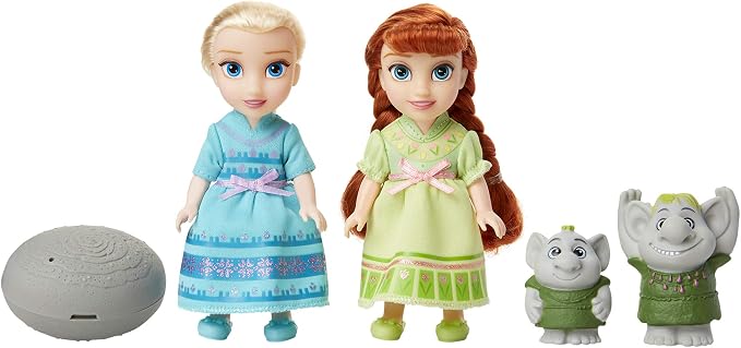 Disney Frozen Petite Anna & Elsa Dolls with Surprise Trolls Gift Set, Each Doll is Approximately 6 inches Tall - Includes 2 Troll Friends! Perfect for Any Frozen Fan!