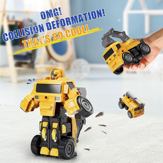 3 Year Old Boy Birthday Gift - STEM Toys for Ages 3-8, Construction Transforming Toys，5 in 1 Building Take Apart Trucks Transform to Robot, Boys Toys Stocking Stuffers for Kids Christmas 3-8