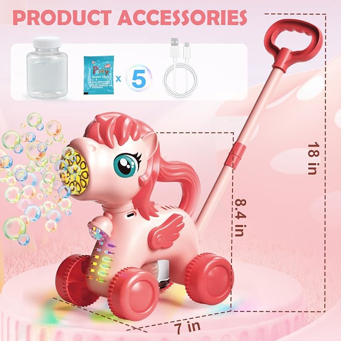 Chridark Bubble Lawn Mower for Kids Toys Age 3 4 5 Year Old: Unicorn Bubble Machine for Toddlers 1-3, Backyard, Travel, Party, Outdoor Toddler Toys, Birthday Gifts for Toddler Girls