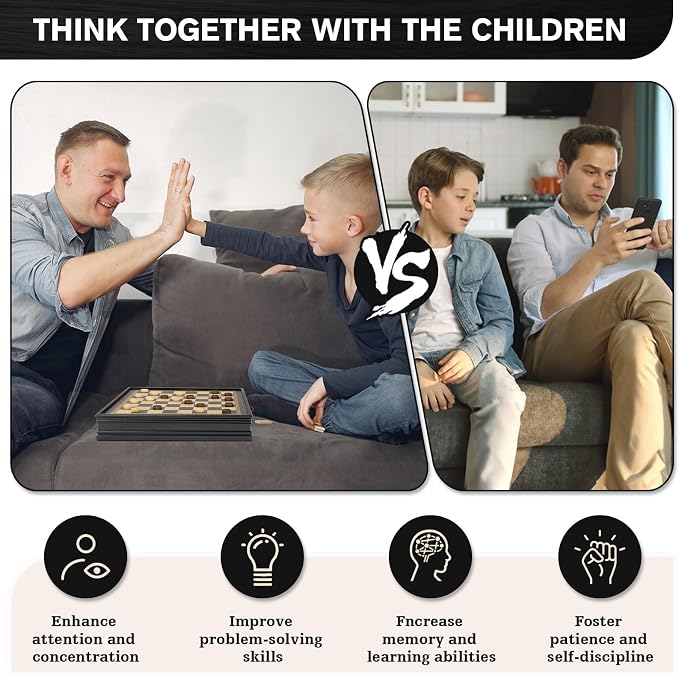 Peradix Magnetic Chess and Checkers Set with 2 Built-in Storage Drawers, Classic 2 in 1 Wooden Board Games, Magnetic Chess Pieces 2 Extra Queens, 12.8" Chess Set for Adults and Kids Gift Package