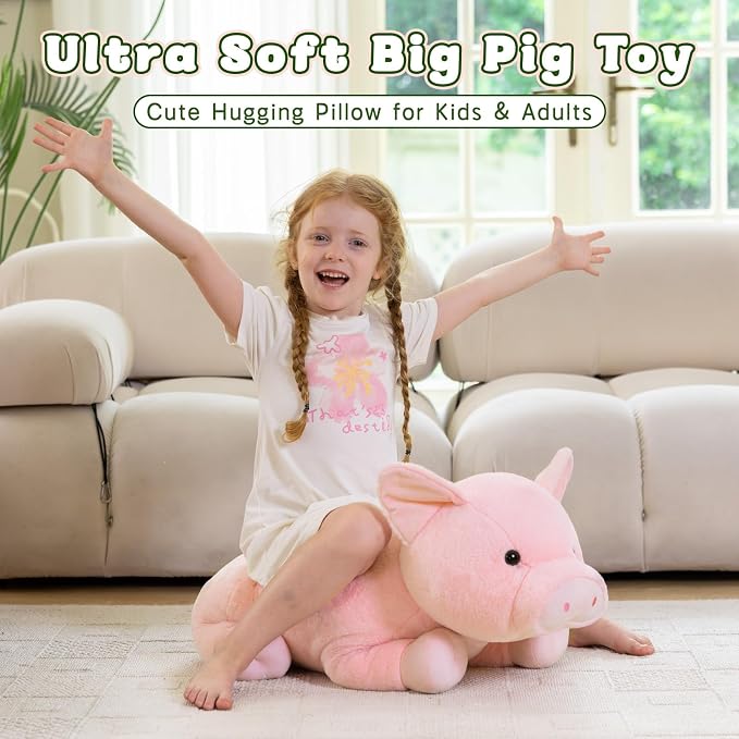 BENINY Giant Pig Stuffed Animal 30" - Large Stuffed Pink Pig Plush, Ultra Soft Big Farm Plush Toy, Cute Hugging Pillow for Kids & Adults
