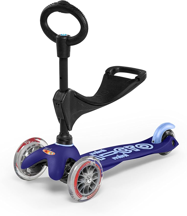 Micro Kickboard | Mini 3-in-1 Deluxe Toddler Scooter for Ages 1–5 | Ride-On with Removable Parent Push Bar | 3 Wheel Lean-to-Steer Design | Adjustable T Bar | Smooth Ride PU Wheels | Swiss Design