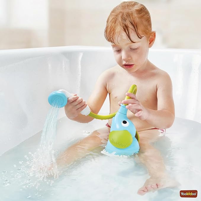 Yookidoo Baby Bath Shower Head - Elephant Water Pump and Trunk Spout Rinser - for Newborn Babies in Tub Or Sink