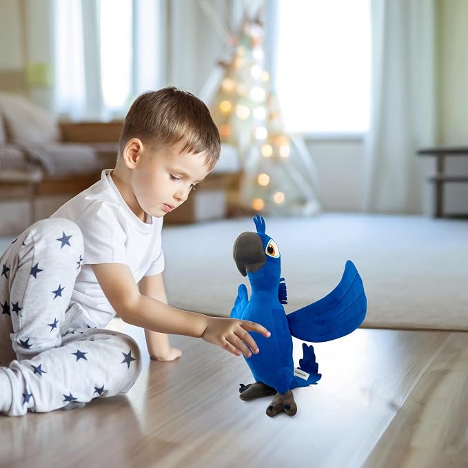 Rio Blu Plush Toy – Soft Blue Macaw Stuffed Animal Parrot Plush, Cute Rio Movie Blu Bird Character Plushie Gift for Kids and Fans