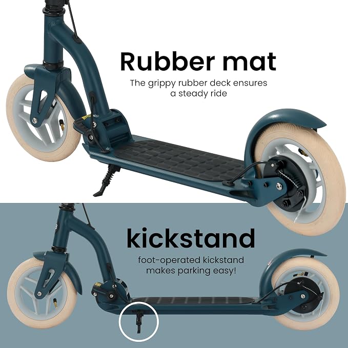 AERO MOBILITY Kick Scooter for Kids 6+, Teens & Adults | Light Up Wheels, Hand Brake, Rubber Deck Mat & Shock Absorption | Foldable & Height Adjustable