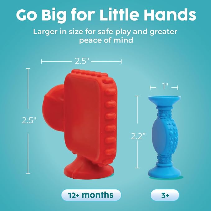 BUNMO Bath Toys for Toddlers - Connect, Build, Create - Suction Bathtub Toys - Hours of Fun & Creativity - Fine Motor Skills - Stimulating Sensory Toys - Babies Ages 1+ 2, 3 - Extra Large 10 Pack