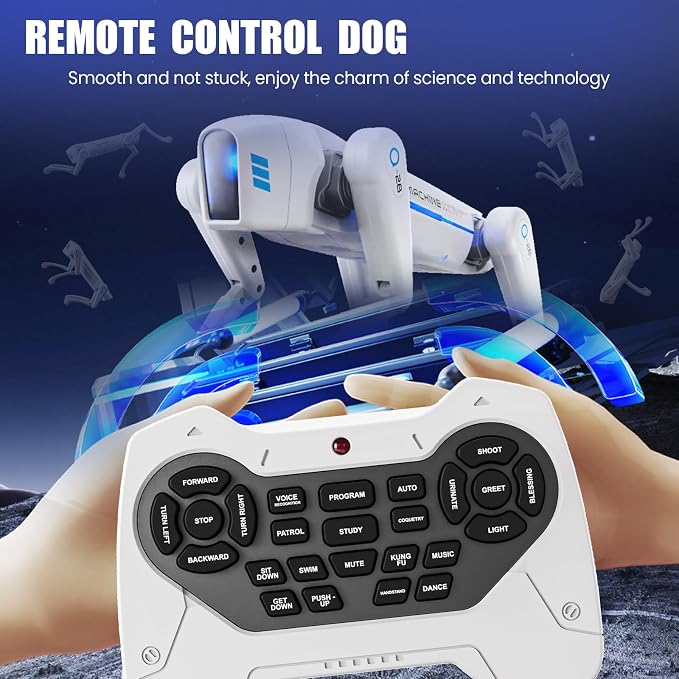 cxjoigxi Smart Robot Dog Toy, Interactive STEM Robotic Pet, Voice & Remote Control, App Programming, 30+ Actions, Bionic Walking, RC Dog Birthday Gifts for Kids Boys Girls Age 6+