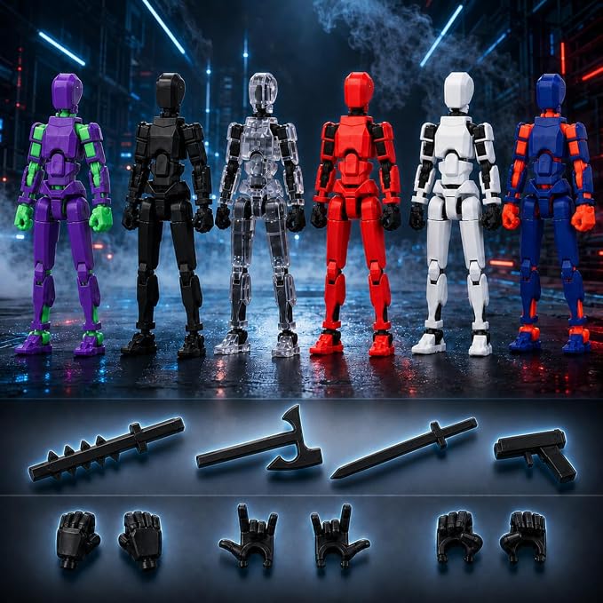 13 Action Figure Set, 6PCS T-Robot 13 Action Figure Titan 13 3D Printed Toys Articulated, for Modeling Enthusiasts Etc Birthday Gifts & Children's Day Gift for Kids 5-8 Years Old（Assembly Required）