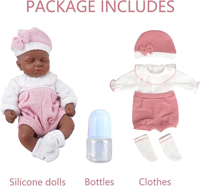 Girl 12 Inch, Silicone Reborn Baby Dolls, Realistic Baby Doll, Not Vinyl, Posable Newborn, Reborn Baby Dolls Silicone Full Body