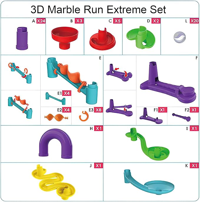 Blacka Marble Run Maze Race Game Glass Marbles for Kids Age 3 4 5 6 Boys Girls Educational Preschool Toys Block Toy Set As Xmas Birthday Present Festival Gifts, Small