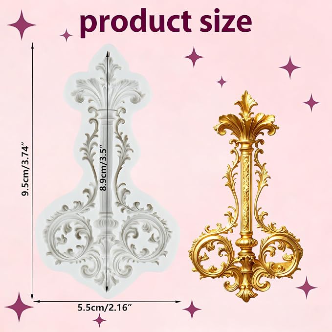 Baroque Scroll Relief Lace Silicone Mold Vintage Curlicues Flower Lace Filigree Polymer Clay Molds for DIY Crafts Epoxy Resin Casting Air Dry Polymer Clay Plaster Jewelry Making