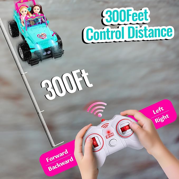 ULOVEME RC Cars - Remote Control Car with 5.5" Doll for Girls, 2.4GHz Je ep RC Cars - Simple Control Toy Cars for Kids (Blue)