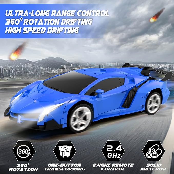 Dolanus Remote Control Car - Transform Robot RC Cars, Toys for Ages 5-7, Kids Toys, 4 Year Old Boy Toy, Toy for 3 4 5 6 7 8 10 12 Years Old Boy, Gifts for Boys Kids Toddlers Birthday